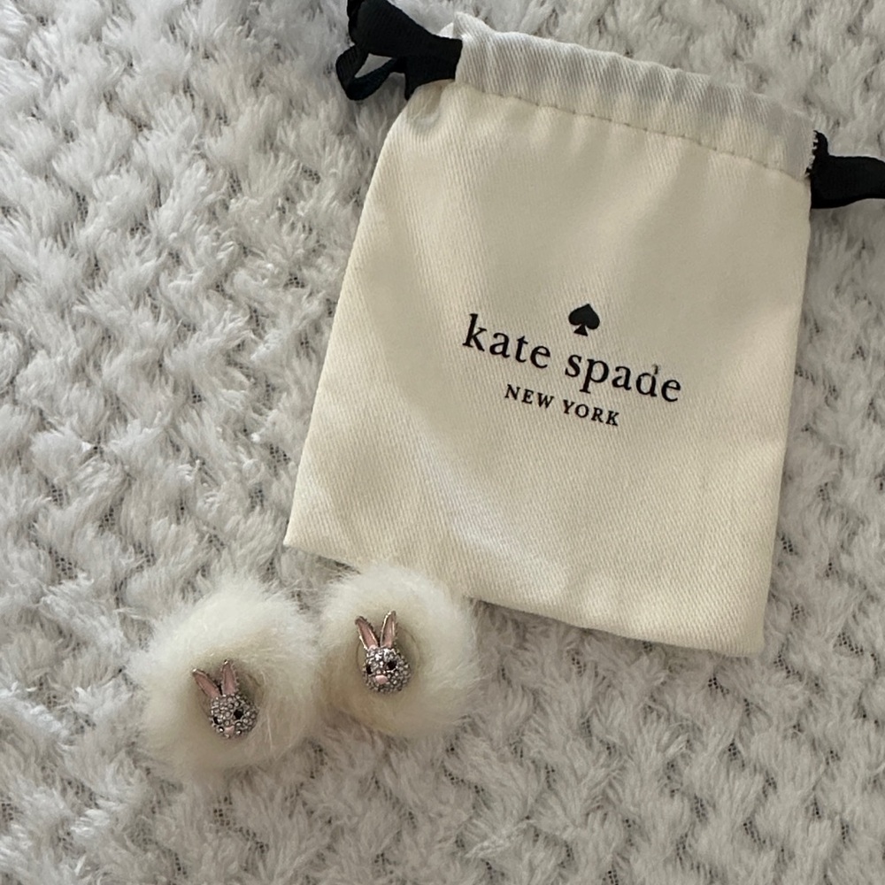 kate spade Fluffy White Bunny Earrings